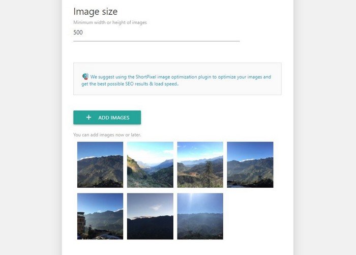 Specify a minimum width or height for images.