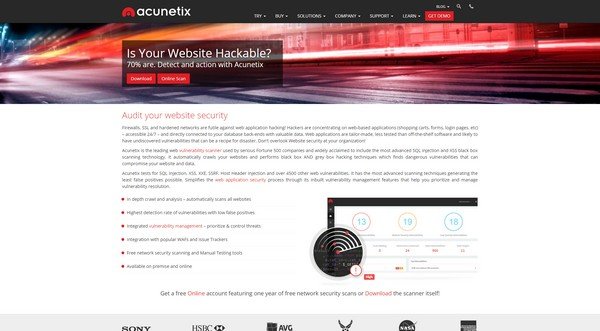 Acunetix is a website security scanner.