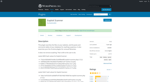 Exploit Scanner WordPress plugin checks for vulnerabilities.