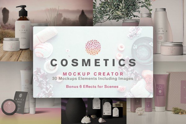 Cosmetics Mock-up includes 30 modern and chic designs. 