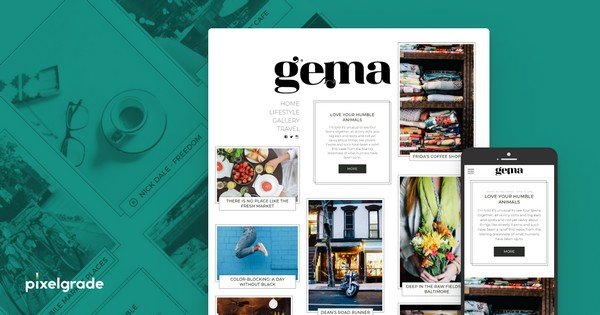 Gema is a personal blog WordPress theme from Pixelgrade.