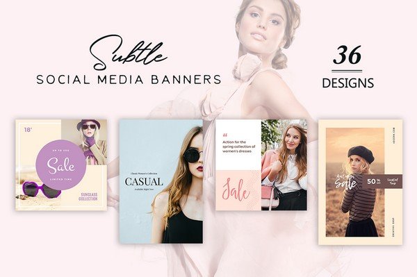 Subtle Social Media Banners includes 36 different banners.