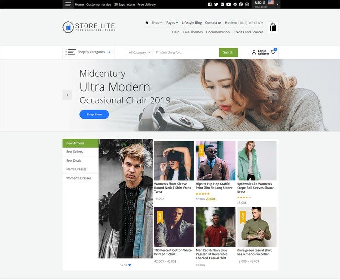 Store Lite is a free Woocommerce based WordPress theme from ThemeinWP.