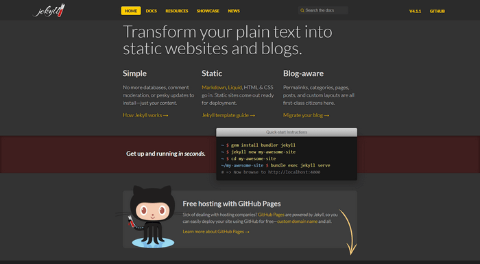 Best CMS WordPress Alternatives - Jekyll is a software that offers blog-aware and a static site generator for both personal and organizational use.
