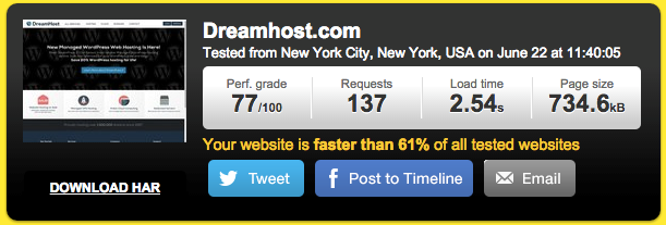 DreamHost site speed