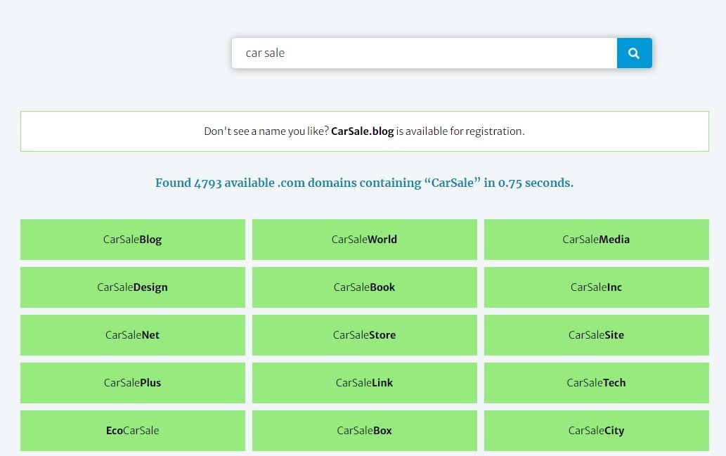 LeanDomainSearch car sale domain search