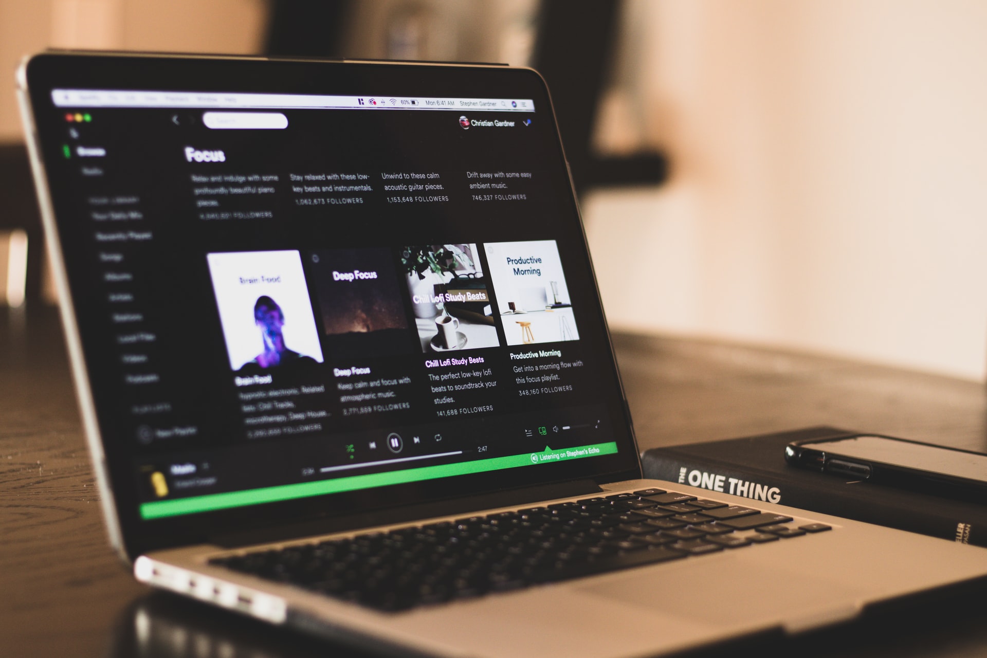 Spotify on laptop