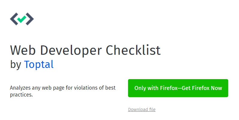 Web Developer Checklist extension