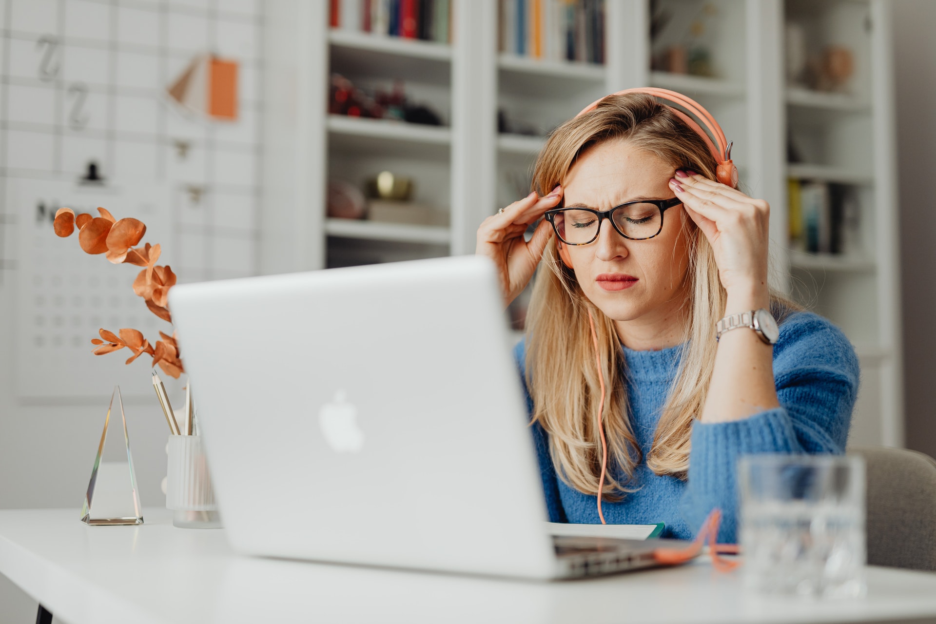 Woman stressed while working