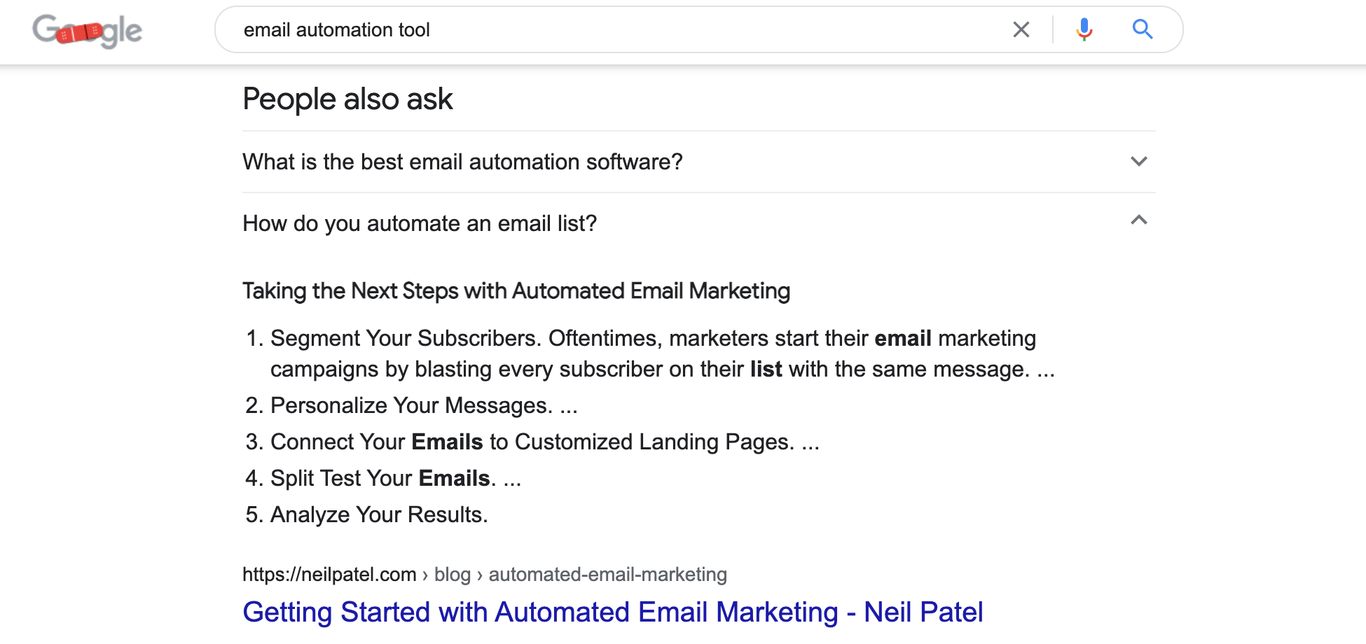 Email automation tool Google search