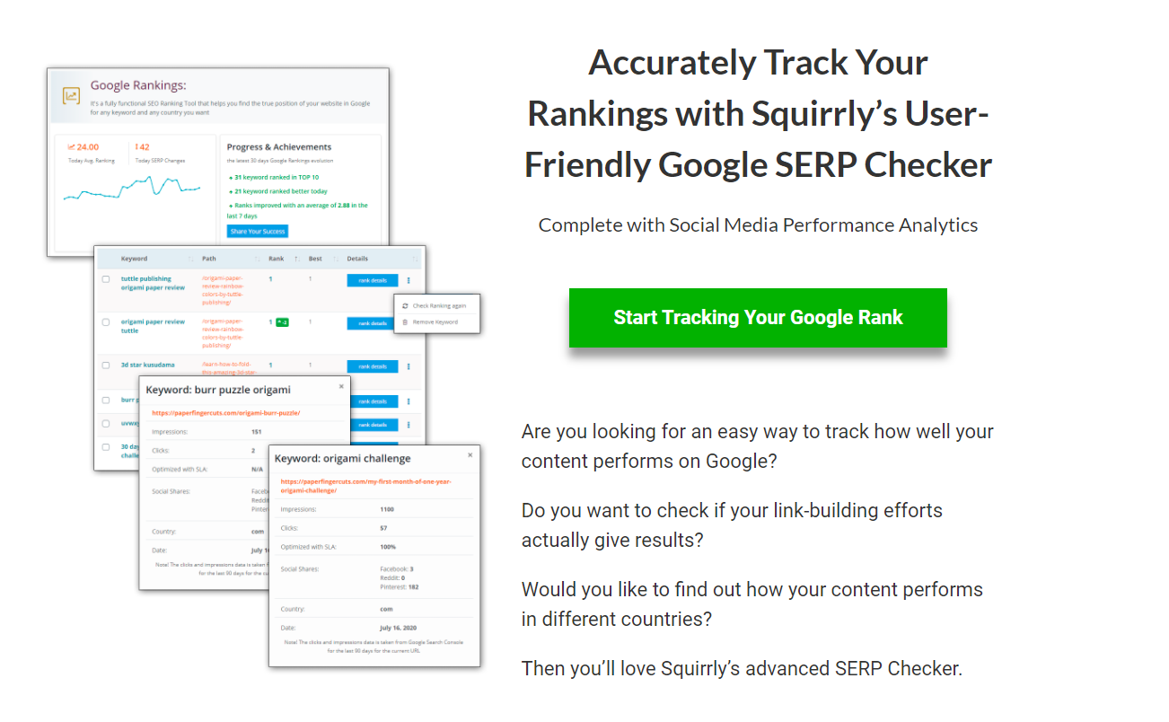 Squirrly SEO Rank Tracking feature