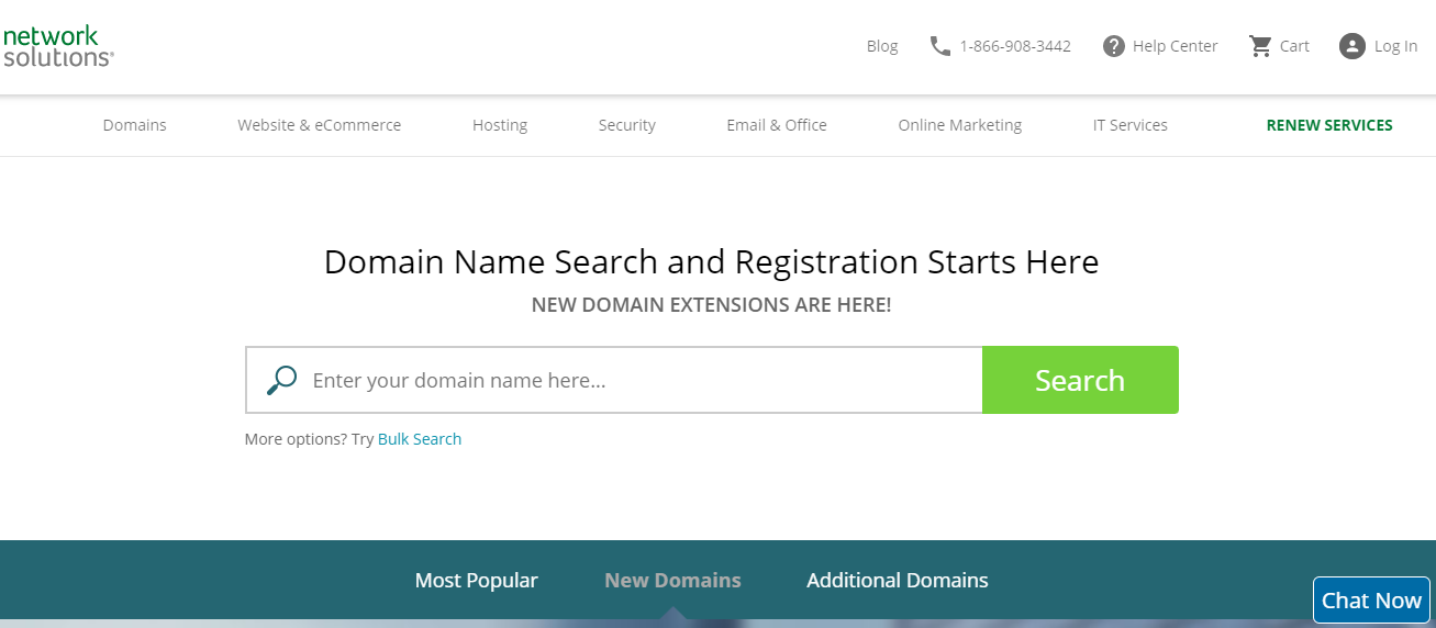 Network Solutions Domain Search and Registration