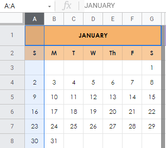 Content calendar January
