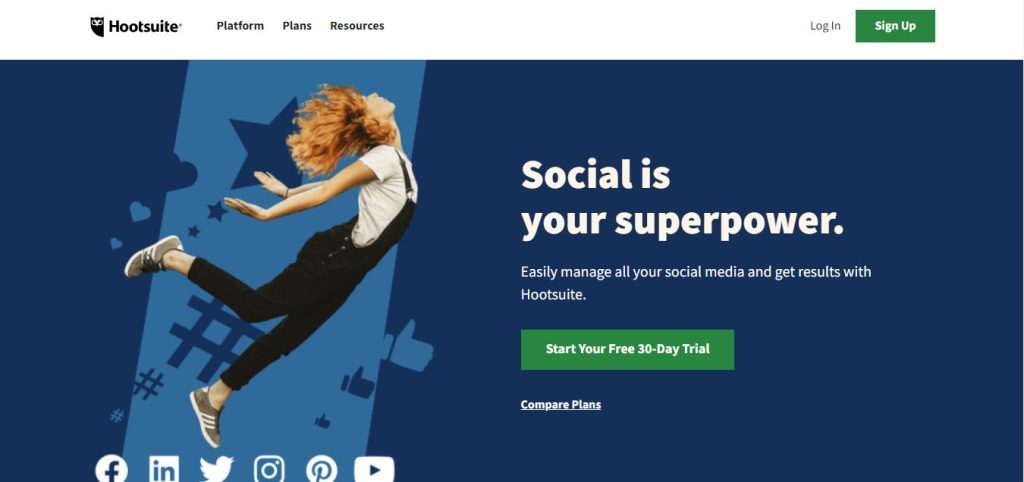 Hootsuite landing page