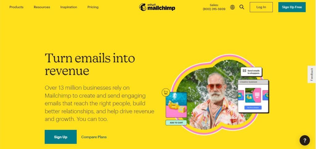 Mailchimp landing page