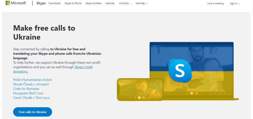 Skype landing page