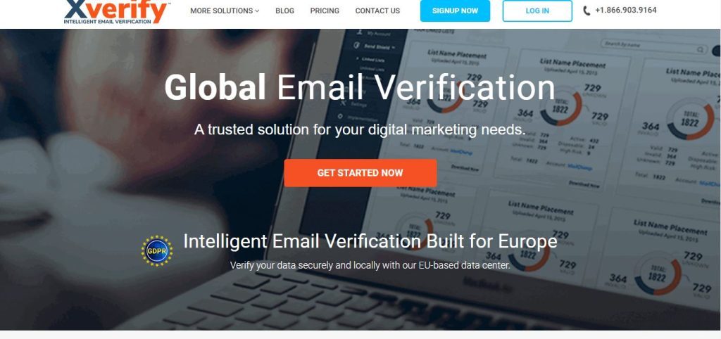 Xverify landing page