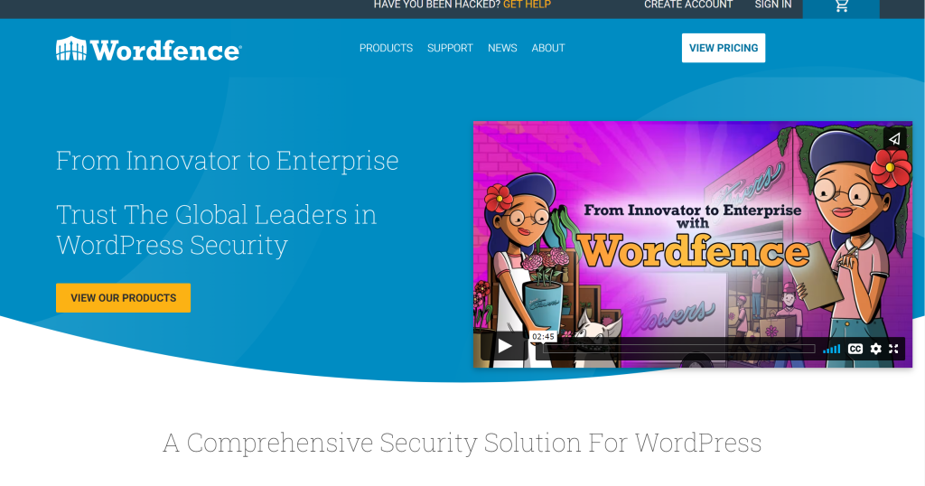 Wordfence landing page