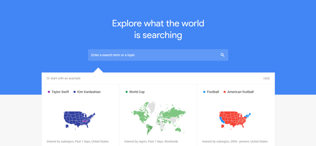 Google Trends landing page