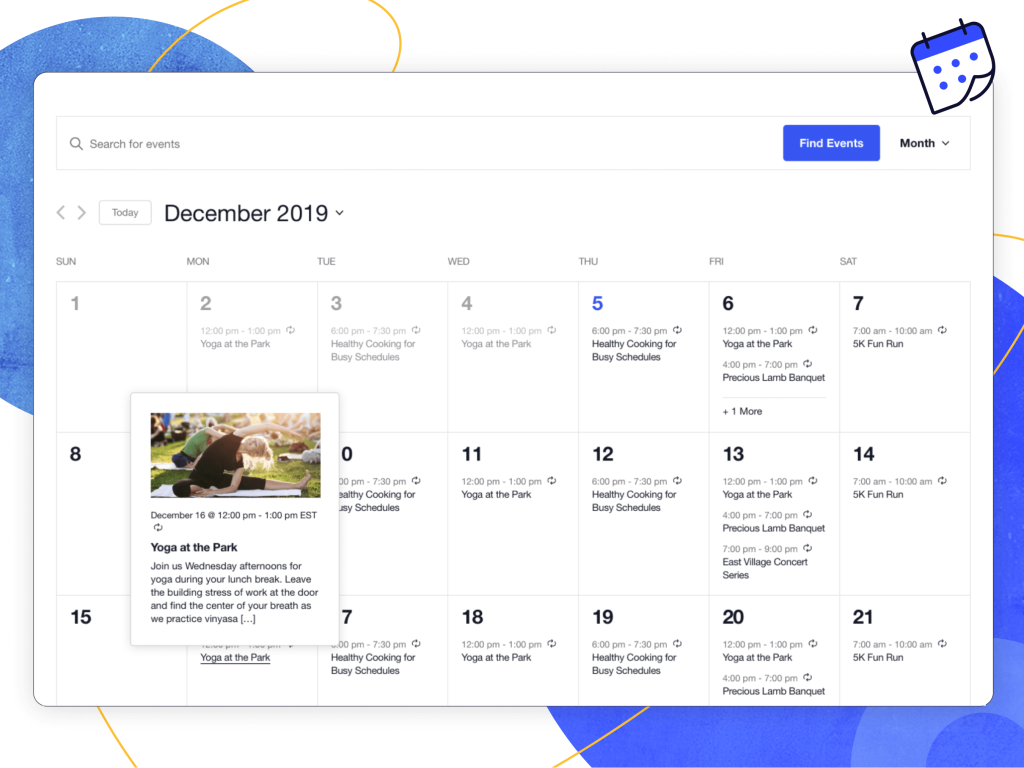 The Events Calendar plugin