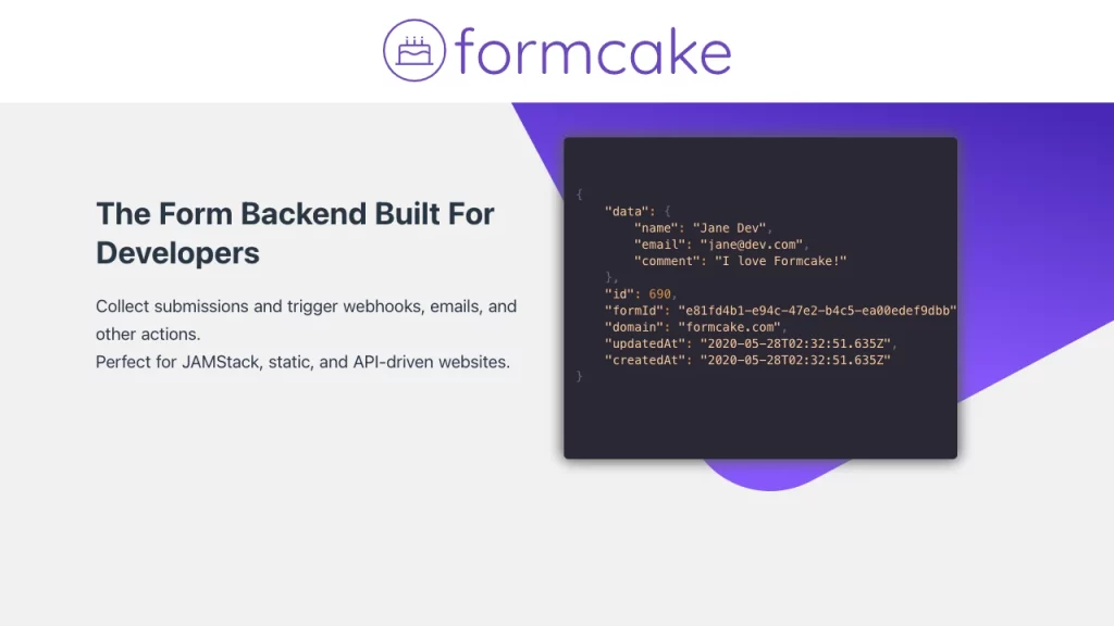 Formcake landing page