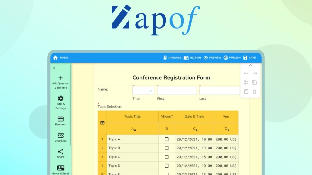 Zapof landing page