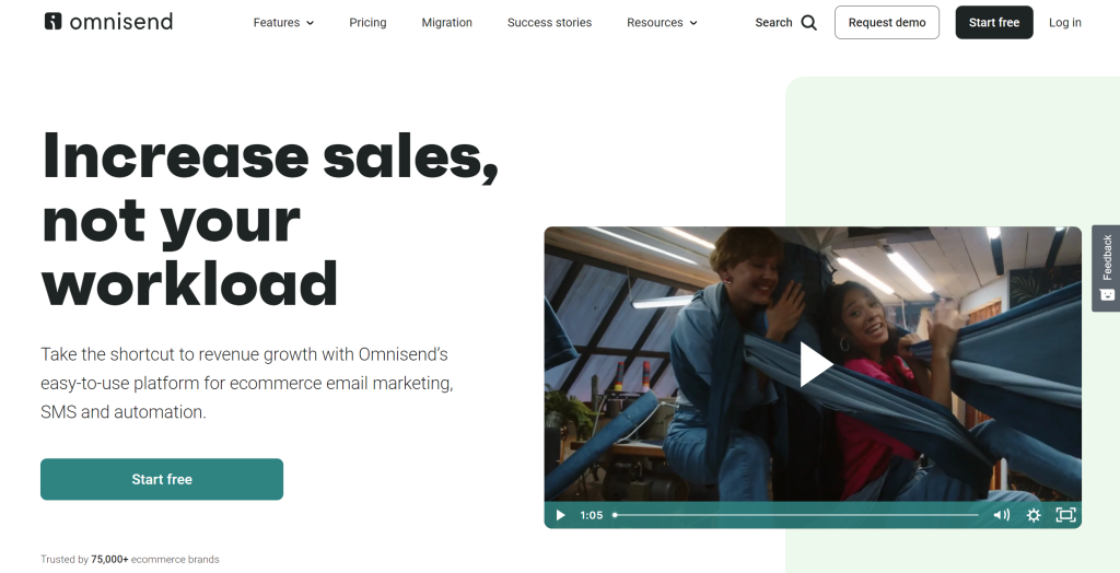 Omnisend landing page