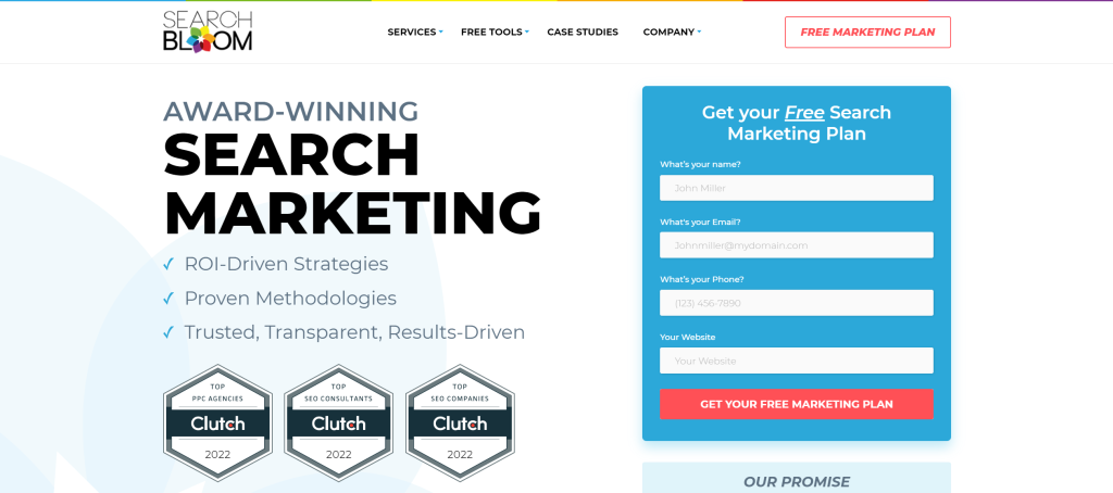 Search Bloom landing page