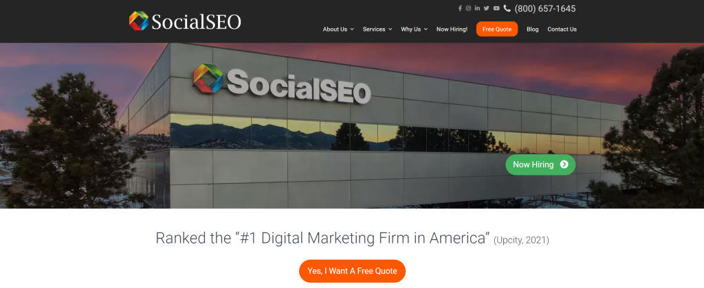 SocialSEO landing page