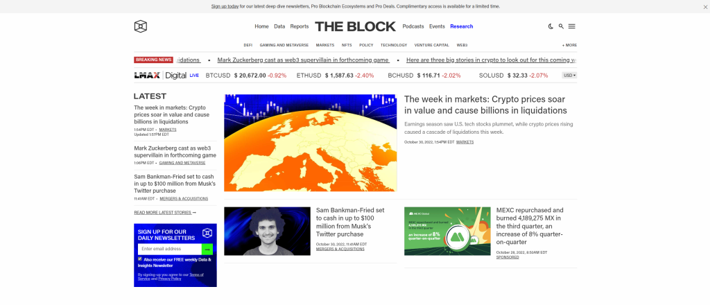 The Block landing page