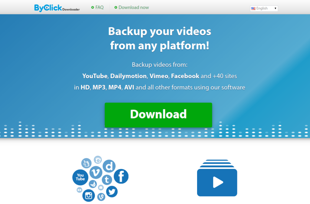 By Click Downloader landing page