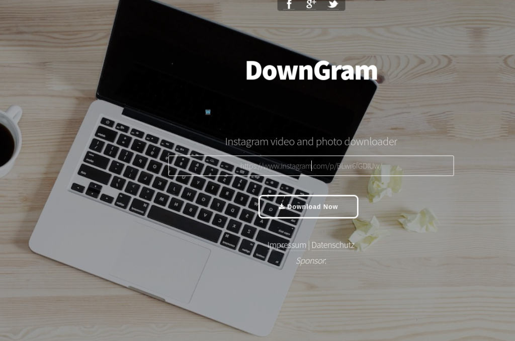 DownGram landing page