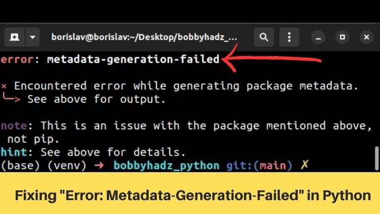 Error: Metadata-Generation-Failed