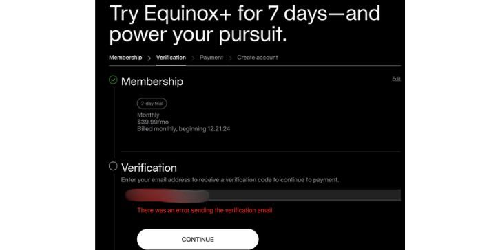 Why Does Equinox Show a Verification Email Error?