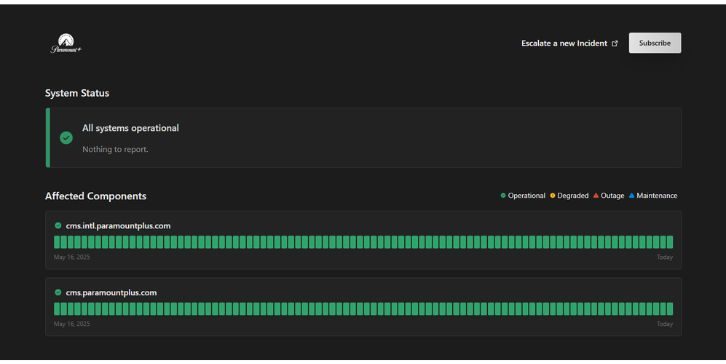 Screenshot of Check Paramount Plus Server Status
