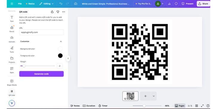 Paste the URL or link you want your QR code to open.