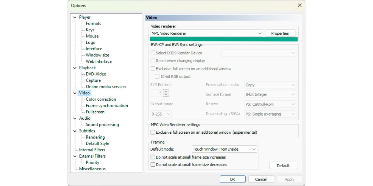 Configure PotPlayer Video Renderer Options