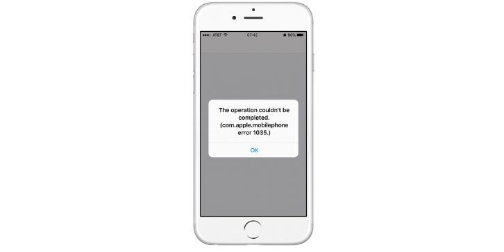 What is com.apple.mobilephone Error 1035
