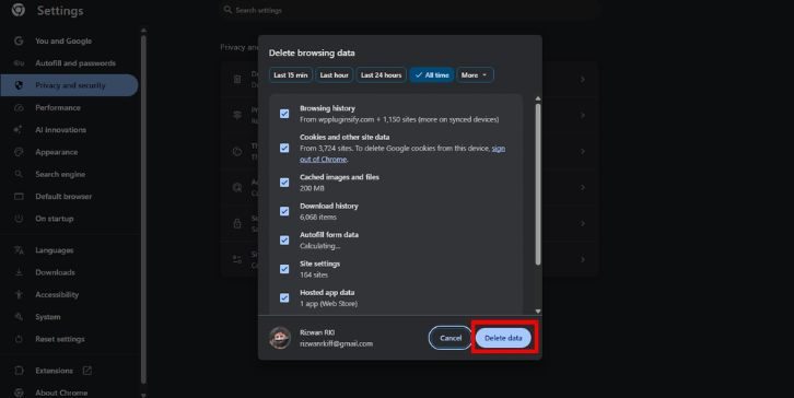 Clear Browser Cache and Cookies