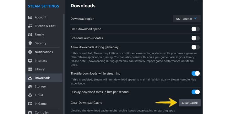 Clear Steam Download Cache